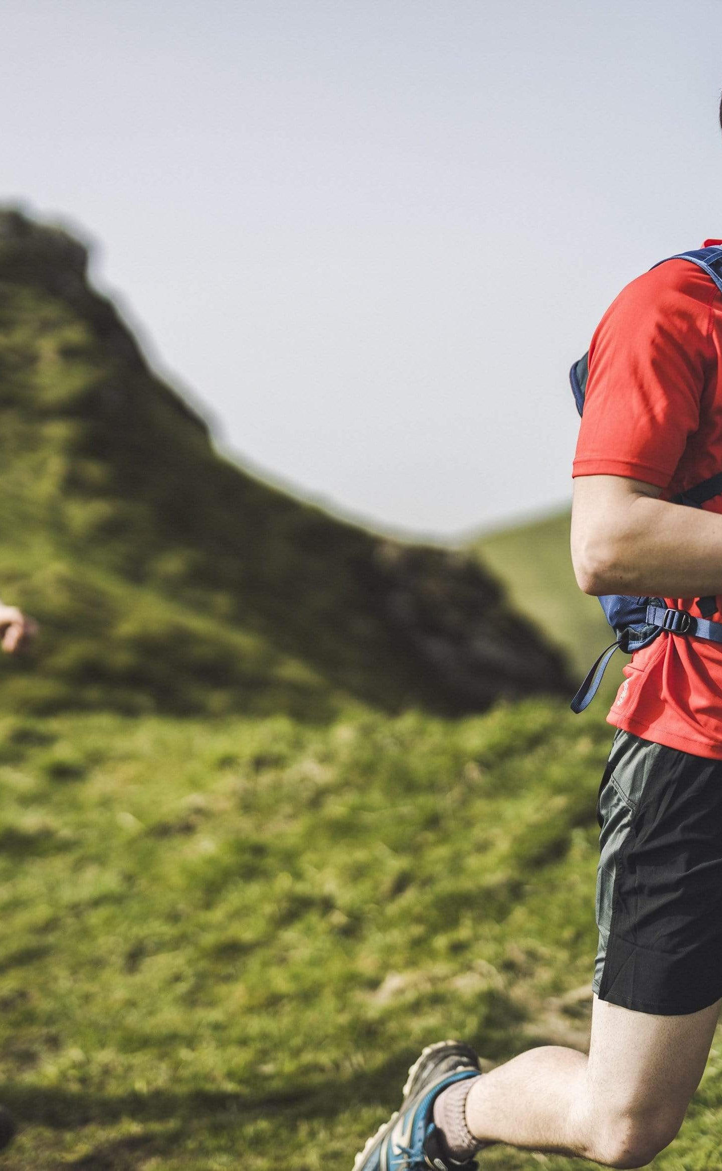 Trail running in tech tees and trail running rucksacks