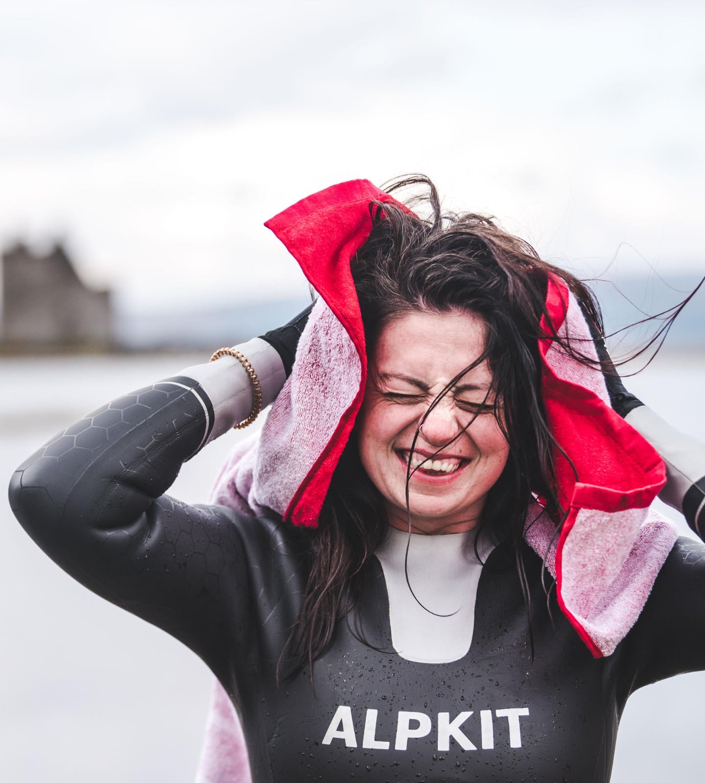 Wild swimming in a mountain lake