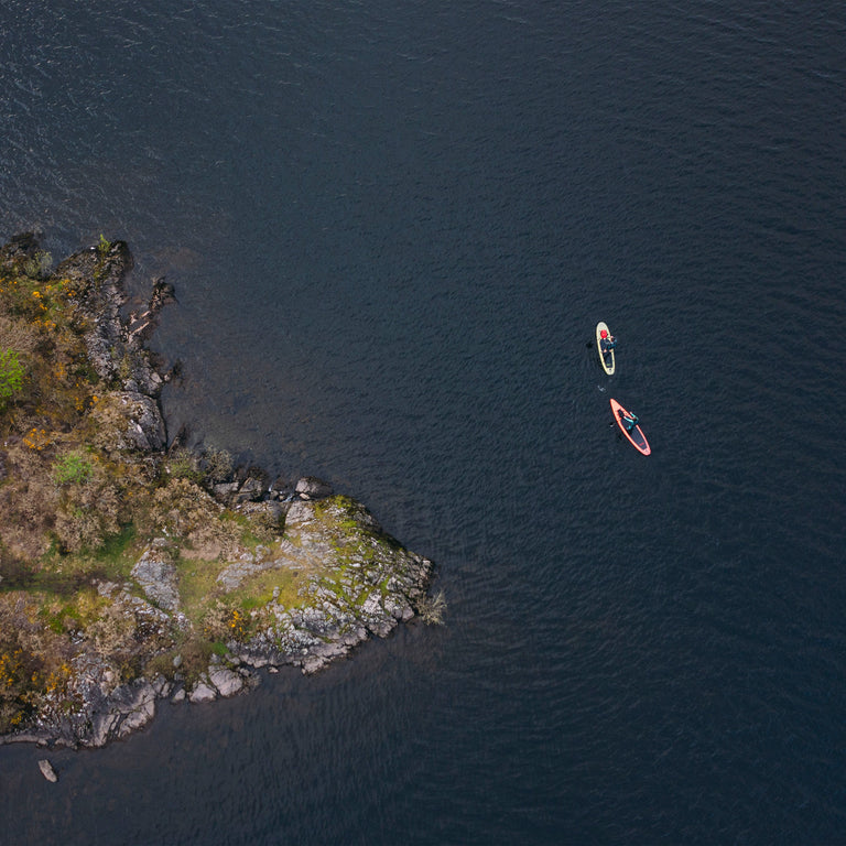 Alpkit Longshore and Delta stand up paddleboards from above - closed