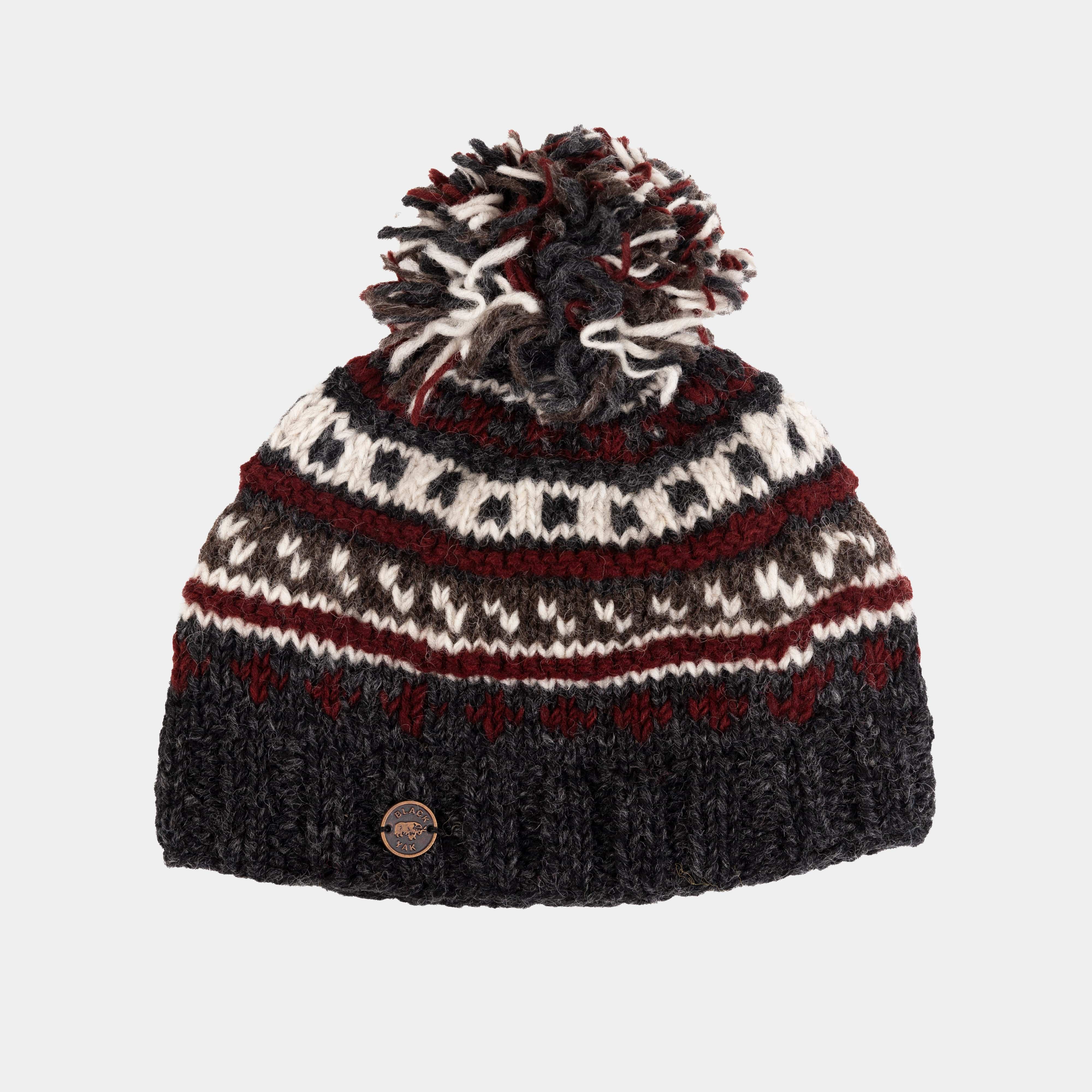 Black Yak Roag Hand Knitted Wool Bobble Hat Black Yak Roag Hand Knitted Wool Bobble Hat