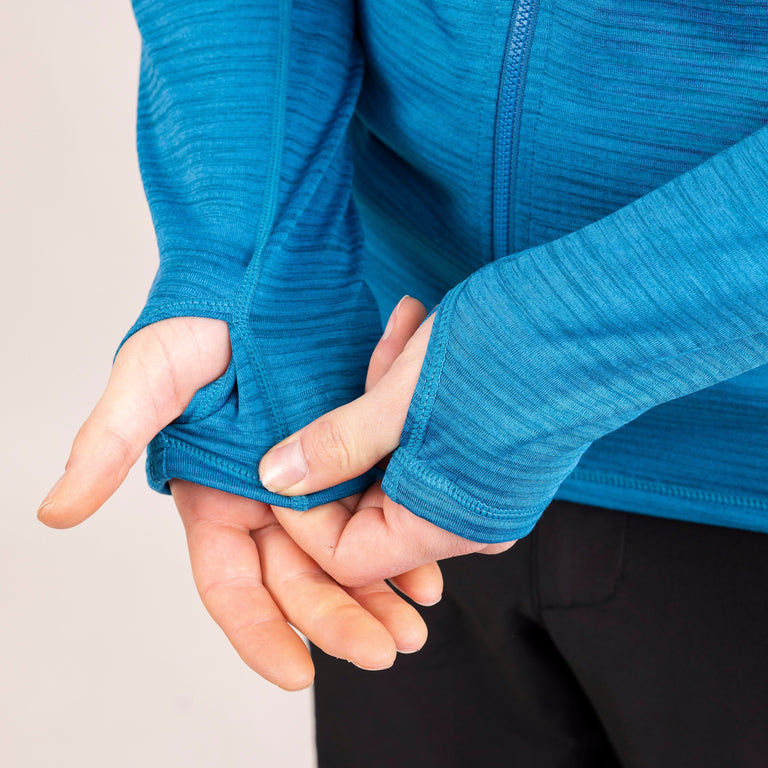 Alpkit Griffon men's hooded fleece in reef blue cuff|sl