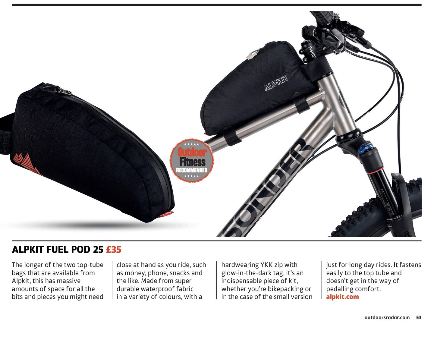 The Fuel pod 35 is awarded a Outdoor Fitness 5 star recommended review