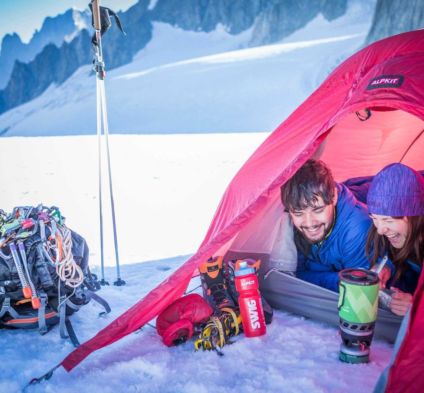 Camping on Mont Blanc with down sleeping bags