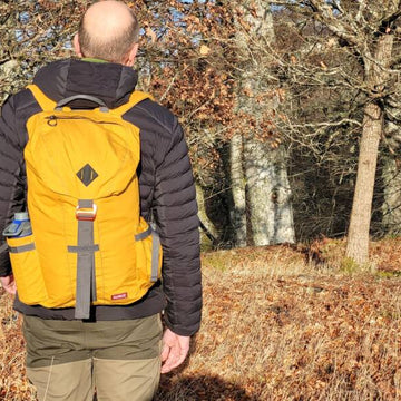 Hiking with a rucksack in the mountains