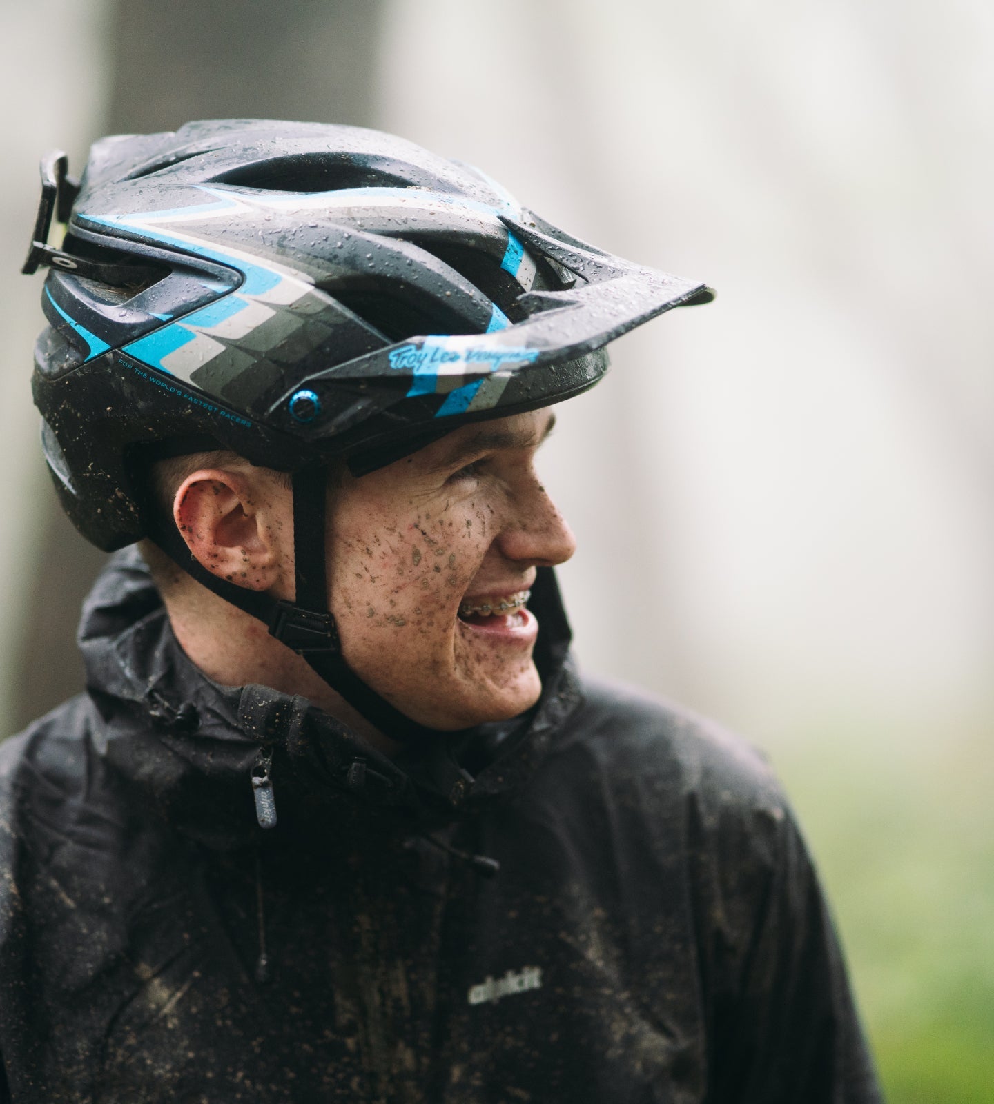 Cyclists wearing waterproof