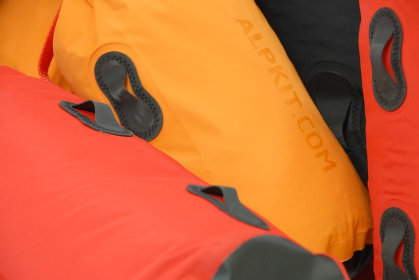 Dry bags floating in water