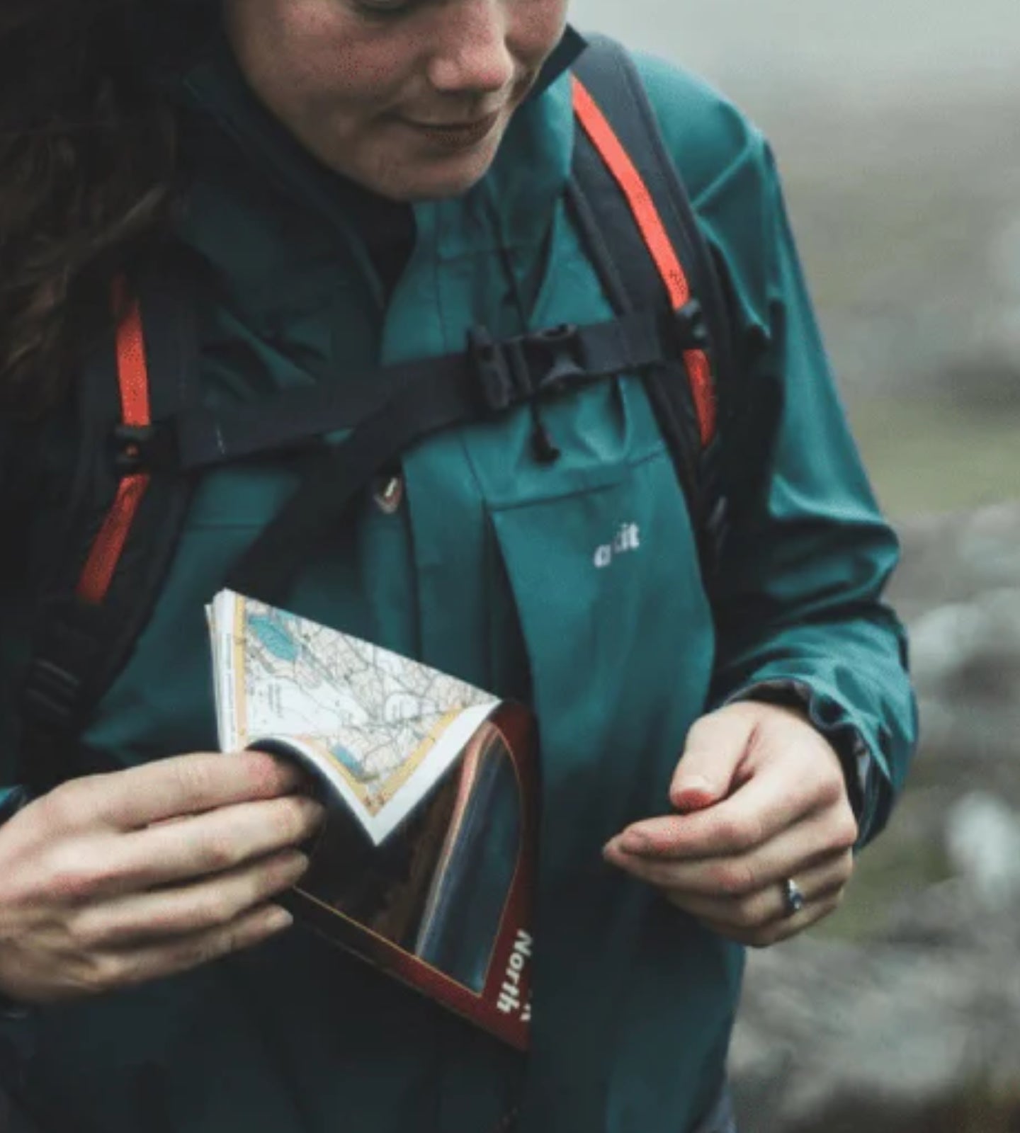 Womens hillwalking waterproof with map pocket