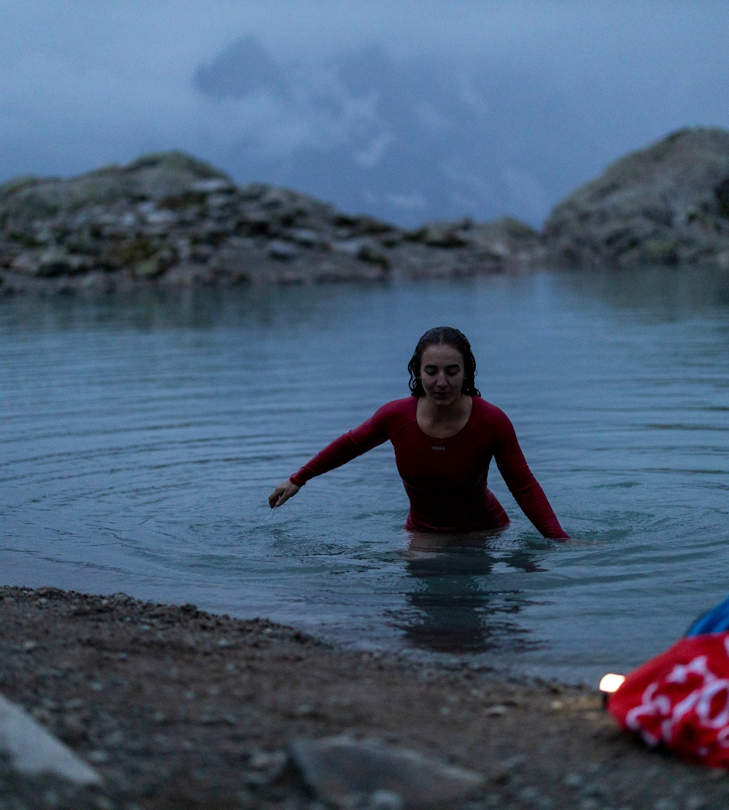 Outdoor swimming in a recycled swimming top