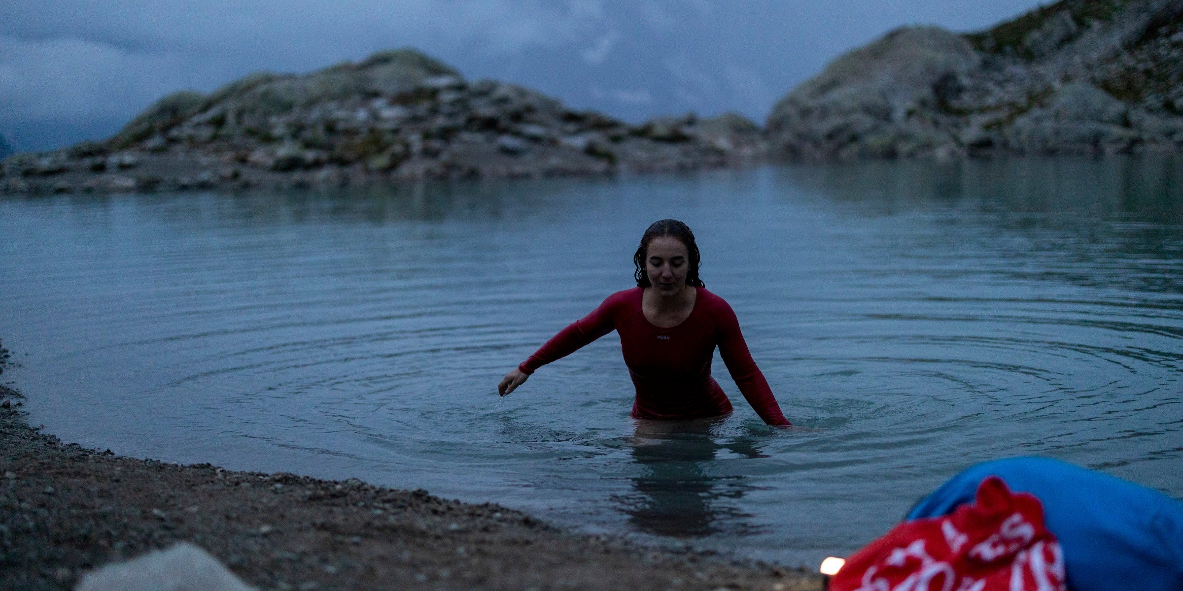 Outdoor swimming in a recycled swimming top