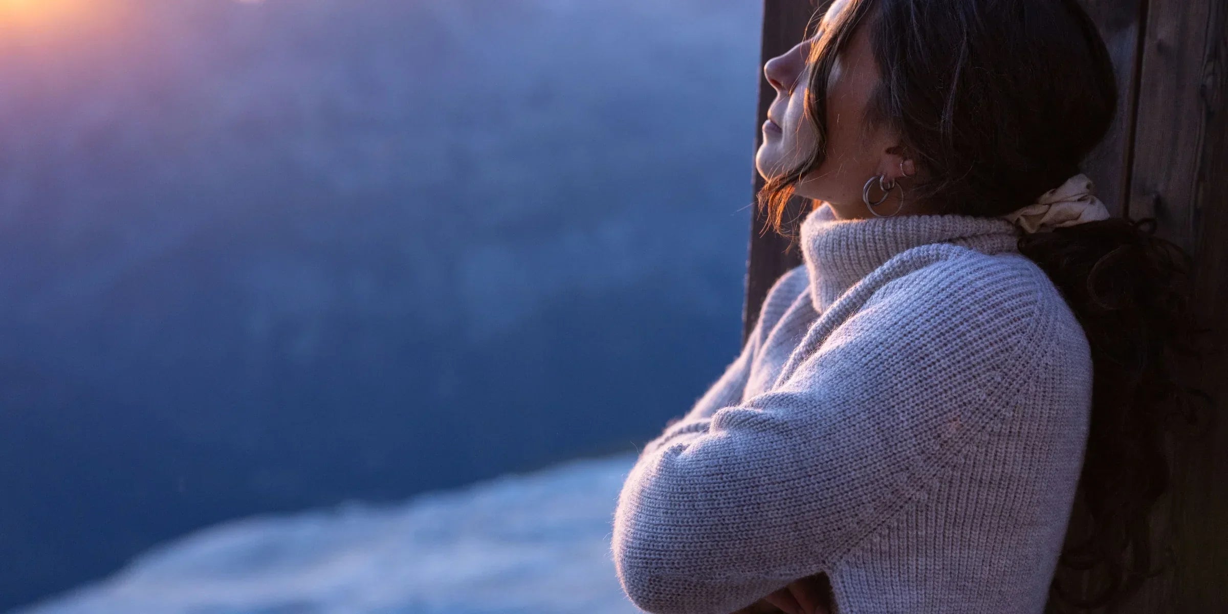 Pure wool jumper worn in the mountains
