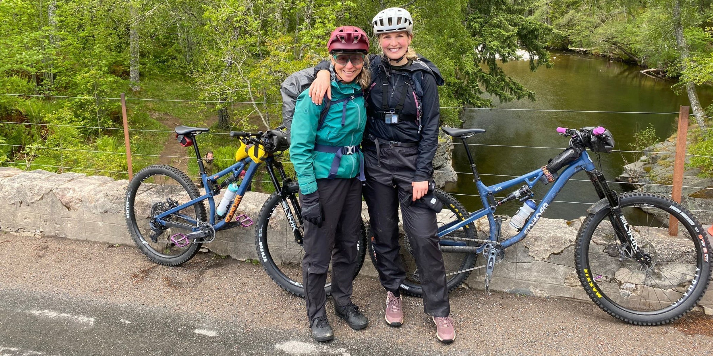 Female bikepackers in the Cairngorms