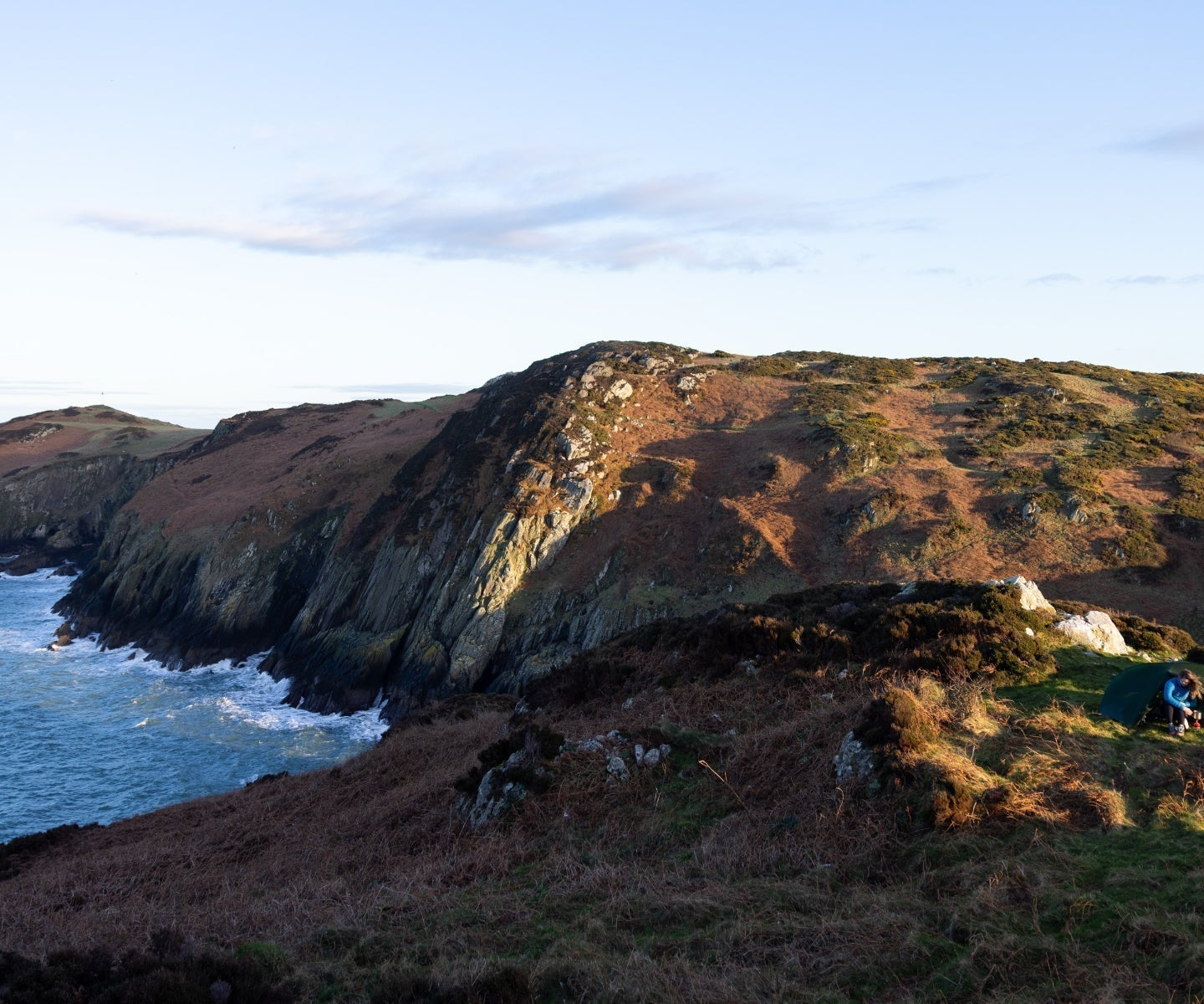 Wild camping on a cliff top
