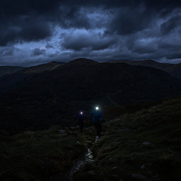 Trail runner using trekking poles in the Alps