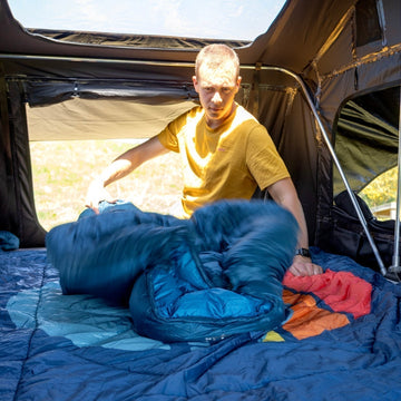 Lightweight down sleeping quilt for bikepacking