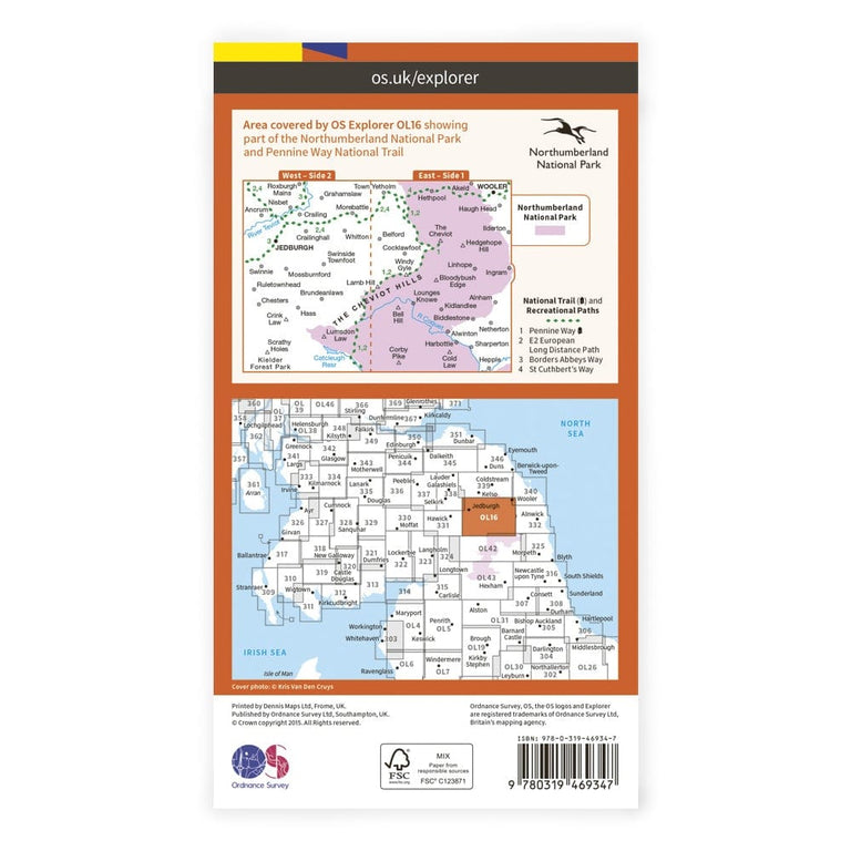 OS Explorer Laminated / Cheviot Hills
