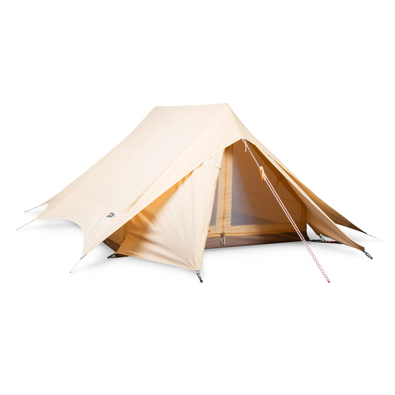 alpkit frejus organic cotton poly cotton a-frame tent open