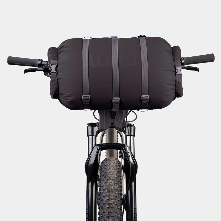 airlock dual 20l dry bag with double ended rolltop for bikepacking in black