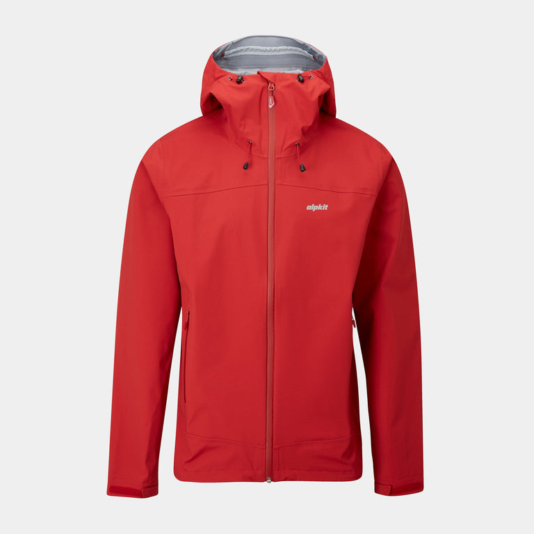 Alpkit mens balance waterproof jacket in chipotle red - closed