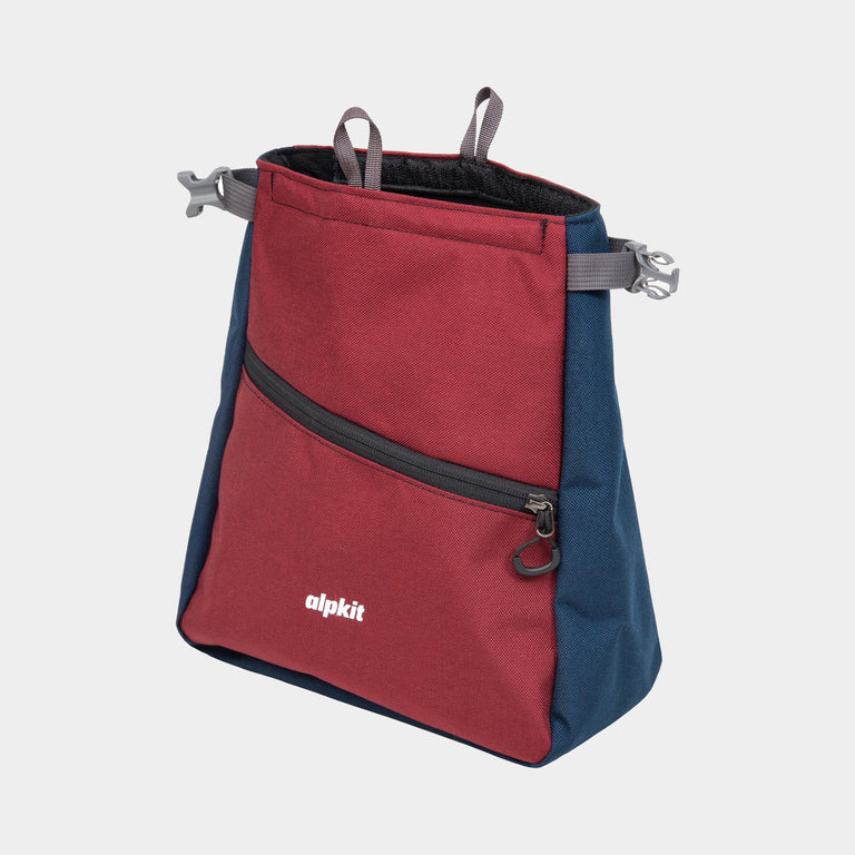 alpkit boulder bucket chalk bag in merlot