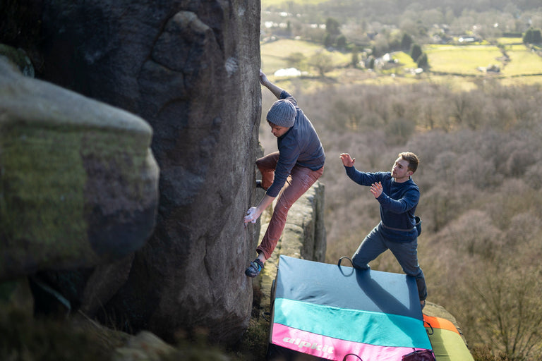 alpkit project large highball bouldering mat boulder pad - action