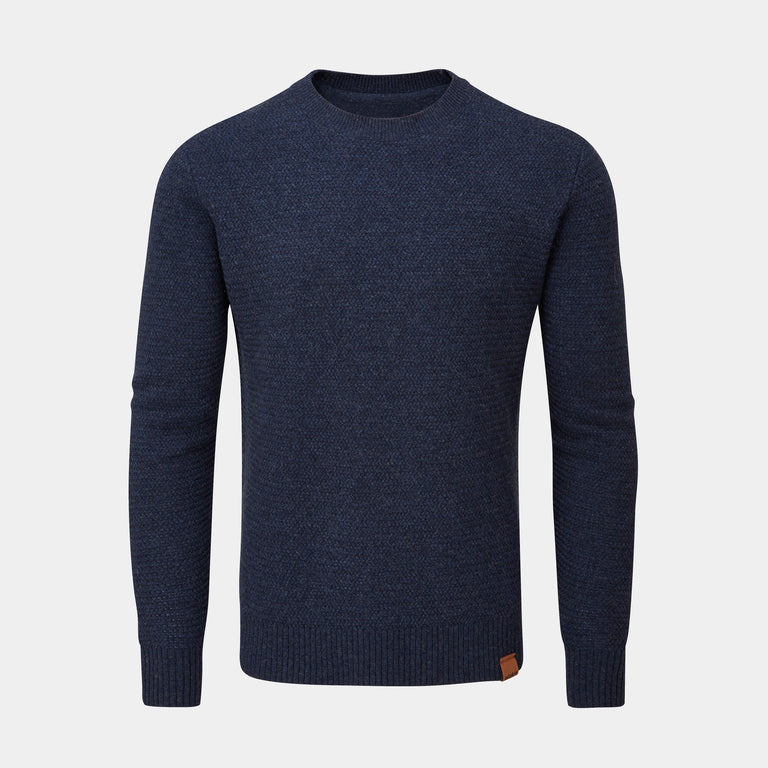 alpkit brenin wool jumper in outer space blue - closed