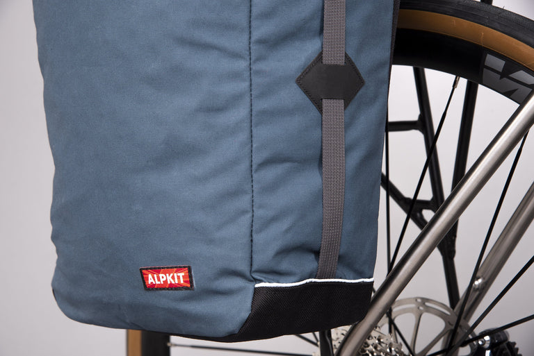 Alpkit caledonian 20 pannier bag in denim strap- closed