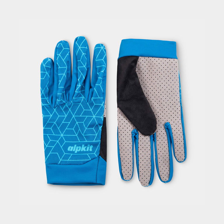 alpkit comet mountain bike glove in reef blue - closed