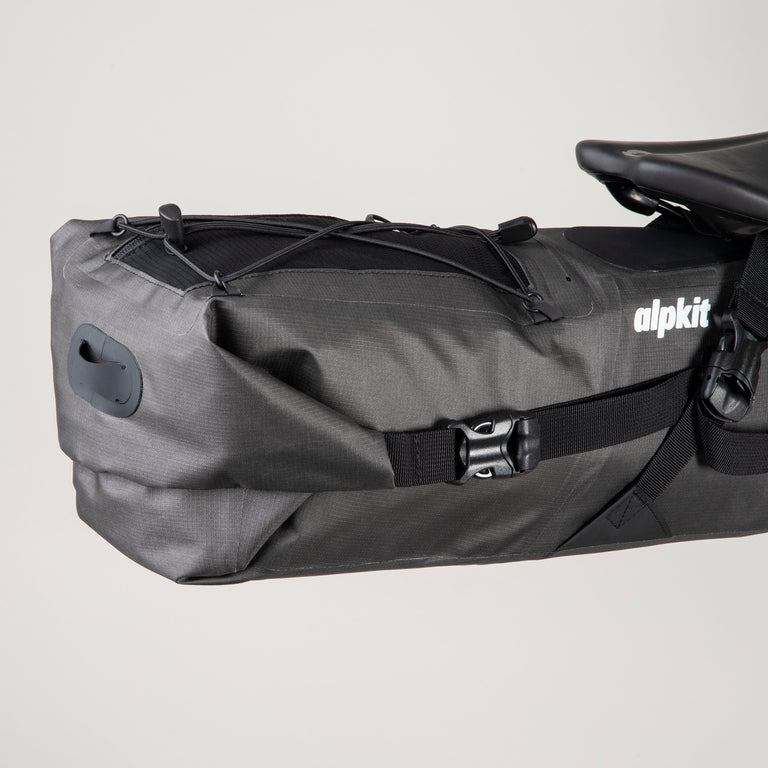 alpkit deluge waterproof seat pack 12 litre seat pack for bikepacking rolltop