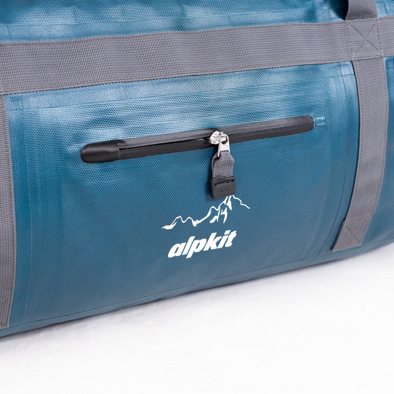 alpkit drydock 100L waterproof duffle bag gear bag in blue zip