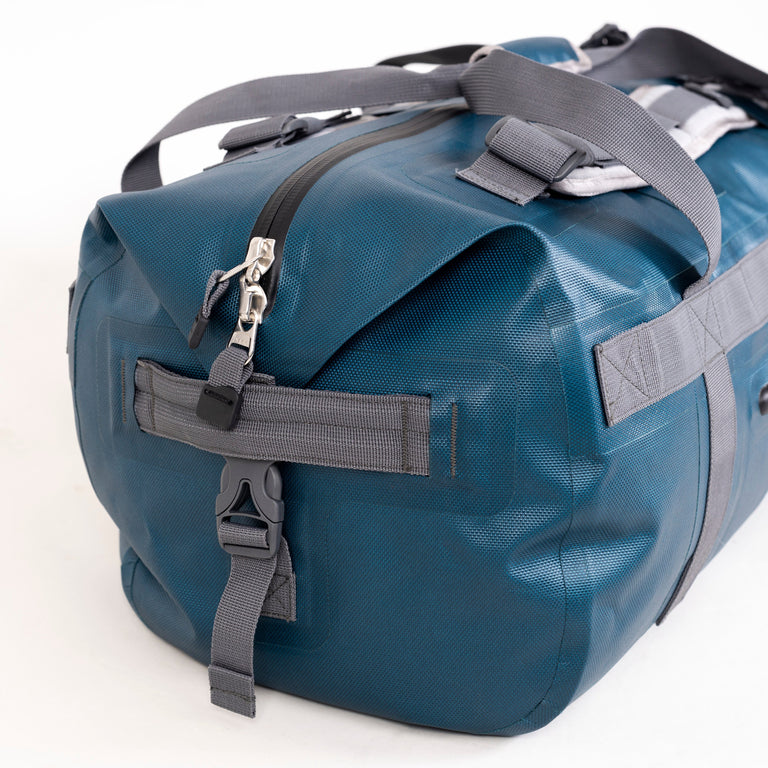 alpkit drydock 50L waterproof duffle bag gear bag in blue handle