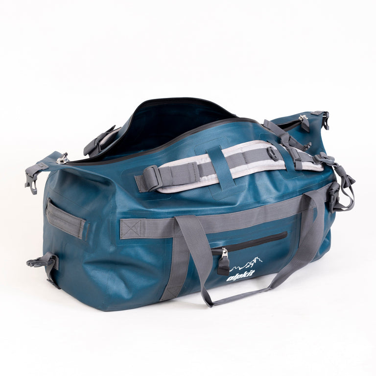 alpkit drydock 50L waterproof duffle bag gear bag in blue open