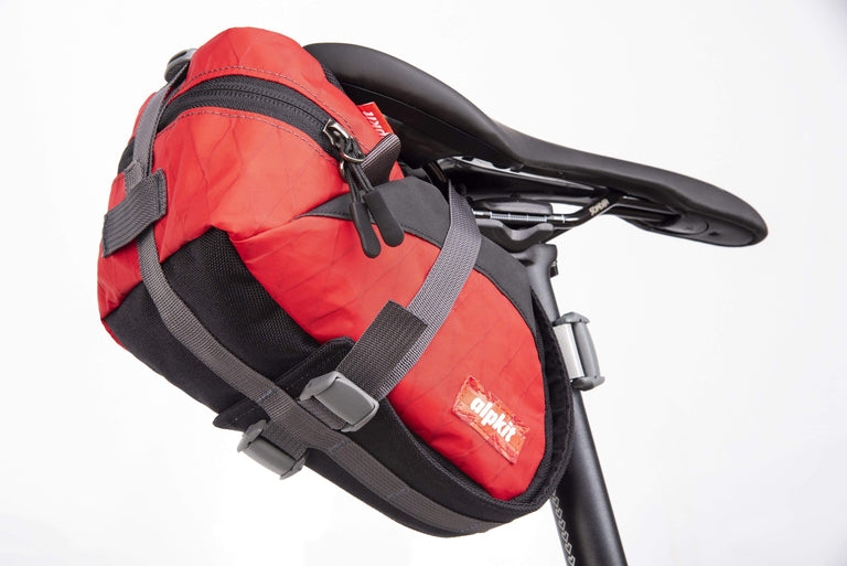Alpkit enduro seatpack in chilli bottom - closed