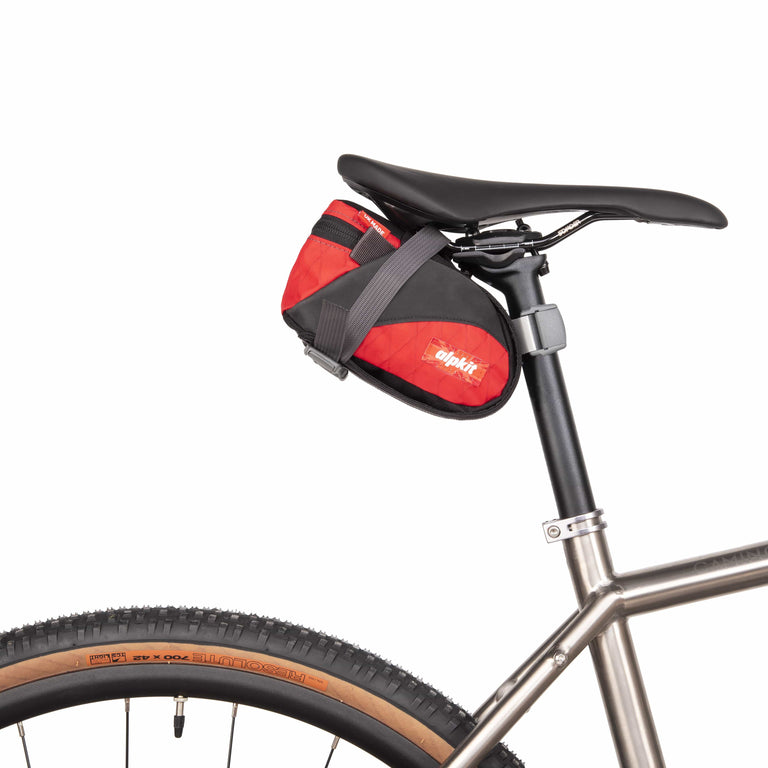 Alpkit enduro seatpack XS in chilli - closed