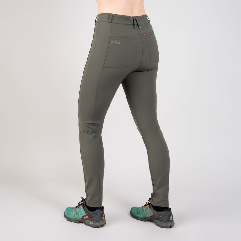 alpkit escapade womens walking trekking tights in thyme green back