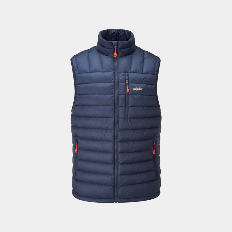 Alpkit mens filoment vest recycled down gilet in outer space blue - closed