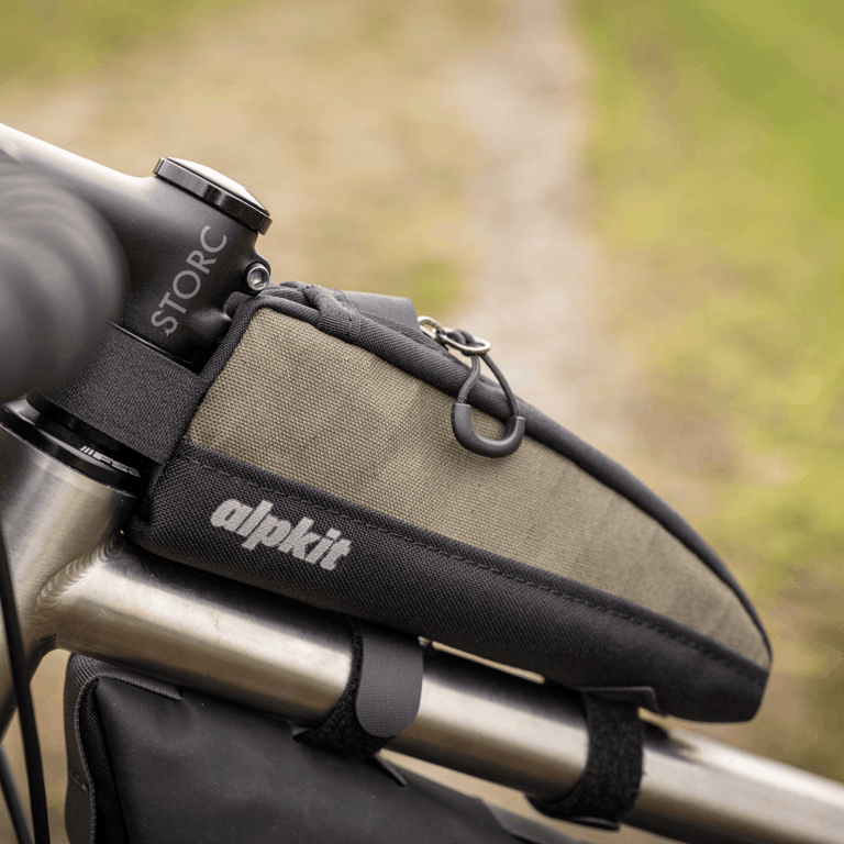 Alpkit Fuel Pod top tube bag in Olive Green