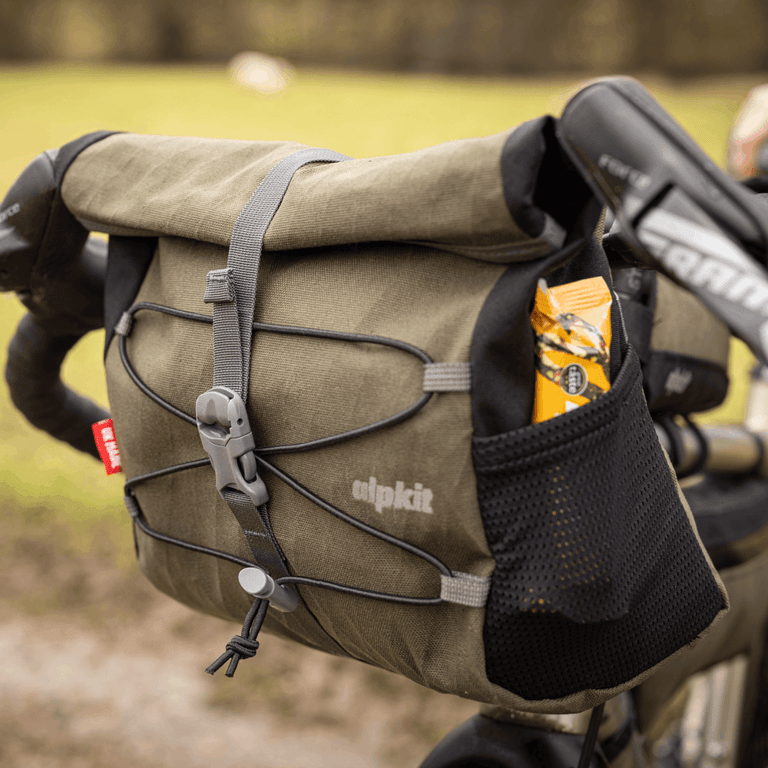 Alpkit Gravel Bag handlebar bag in Olive green