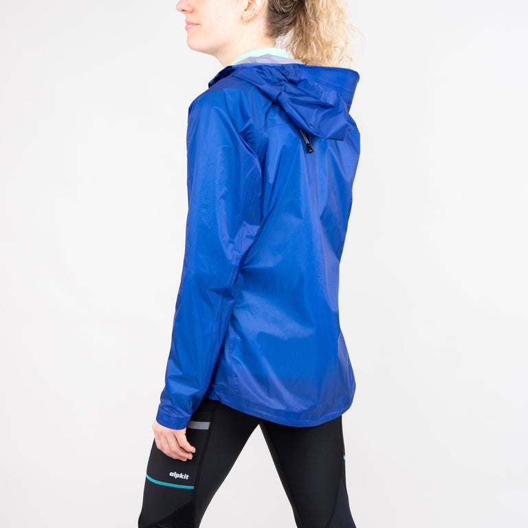 alpkit womens gravitas waterproof jacket in fontainebleau blue back|apy