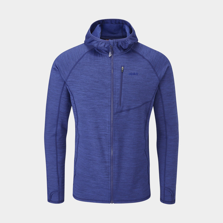 Alpkit Griffon men's hooded fleece in Fontainebleau blue - closed