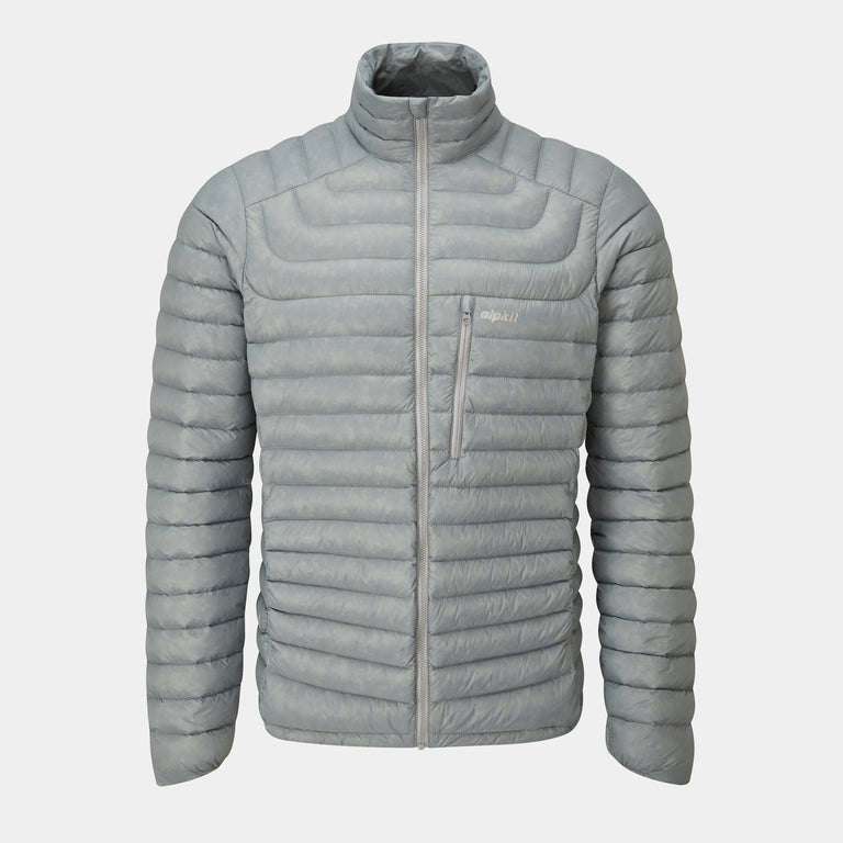 alpkit Halogen insulated down jacket in mercury grey - closed