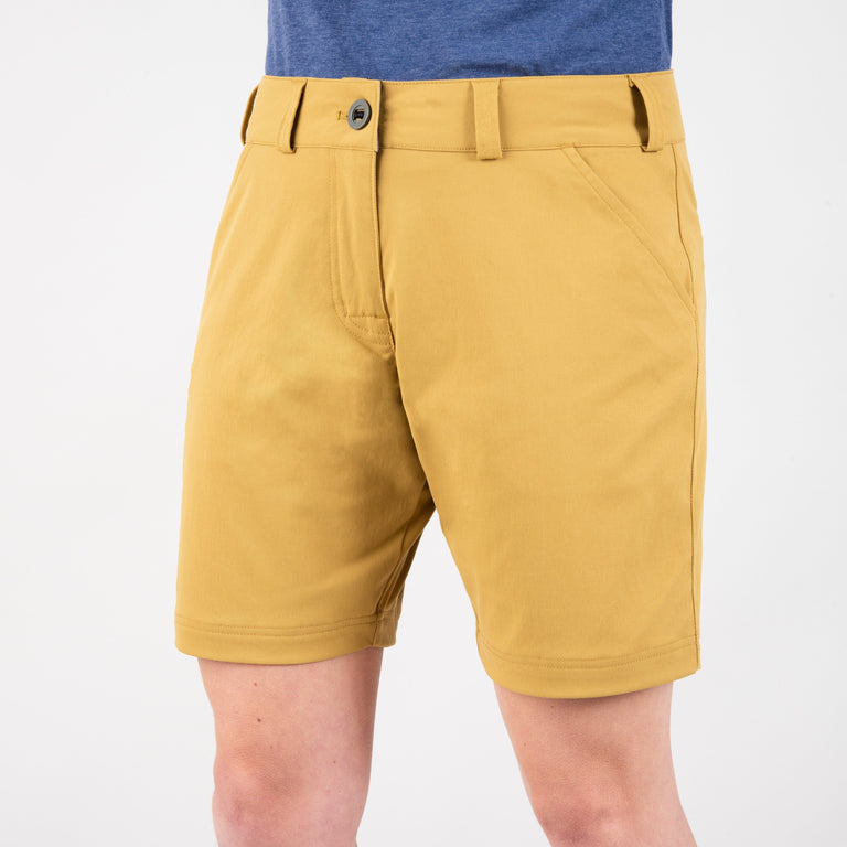 alpkit womens hauler cargo shorts in Mojave yellow front