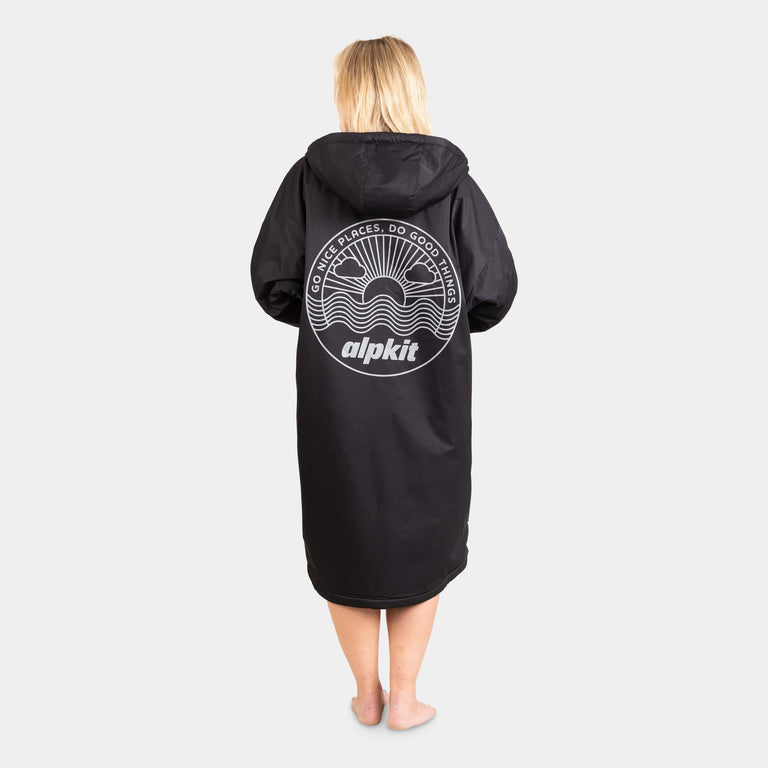 alpkit haven dry robe changing robe in black back