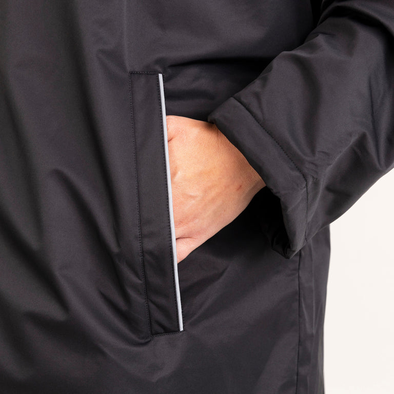 alpkit haven dry robe changing robe in black hand warmer pocket