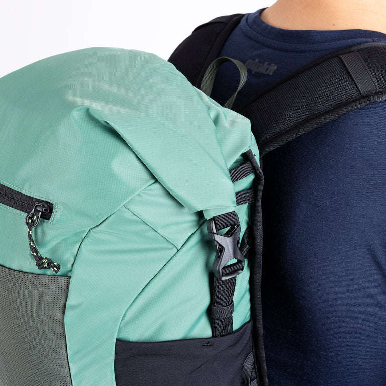 Idris 25L backpack roll top closure system