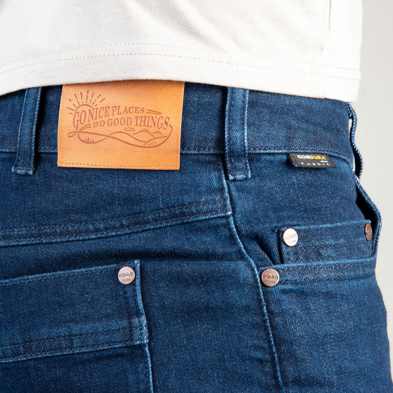 alpkit jeanius mens jeans in blue logo