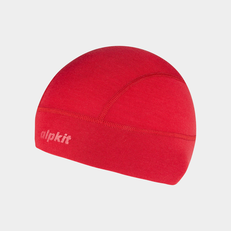 alpkit kepler liner beanie merino beanie in paprika - closed