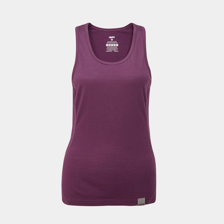 alpkit womens kepler merino vest baselayer in cosmos purple - closed