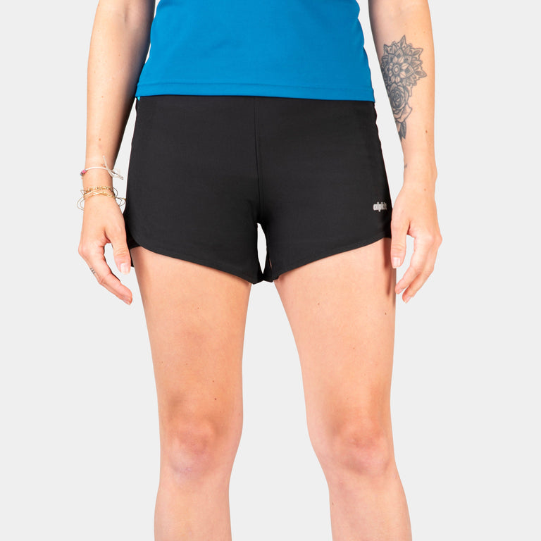 alpkit womens koulin trail shorts for trail running fell running in black - closed