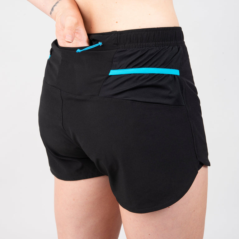 alpkit womens koulin trail shorts for trail running fell running in black zip pocket