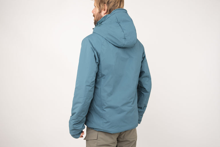 alpkit 0hiro mens insulation jacket in spruce back - closed